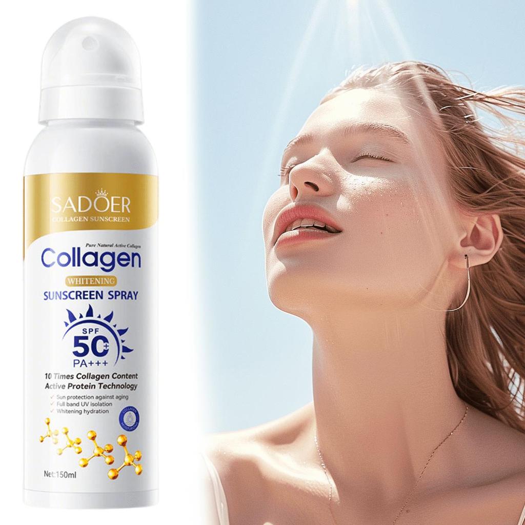 Коллагеновый спрей от морщин, отбеливающий, солнцезащитный SPF50 PA+++ с защитой от УФ-лучей для лица и тела
