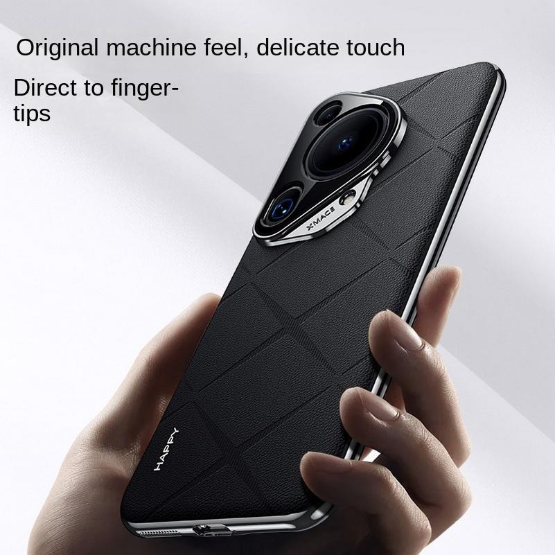 Роскошный Чехол из Однотонной Кожи + Защита Объектива Камеры Для Huawei Pura 70 Ultra Pura 70 Pro P60 Pro P60 Жесткий Тонкий Чехол с Хорошей Текстурой