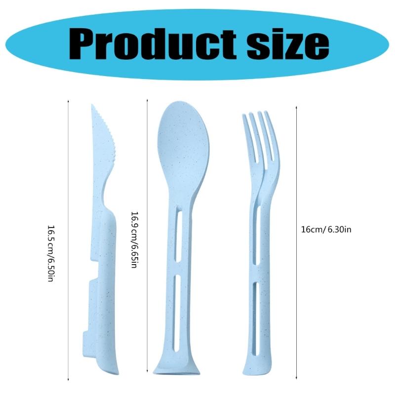 3Pcs Detachable Cutlery Travel Tableware Picnic Dinnerware Travel Portable Cutlery Set Wheat Straw Cutter Fork Spoon