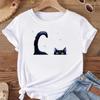 (Asian Size) T Shirt Women Print Tee Top Cat Funny Trend Cute Lovely Style Fashion Female Clothing Short Sleeve Graphic T-shirts