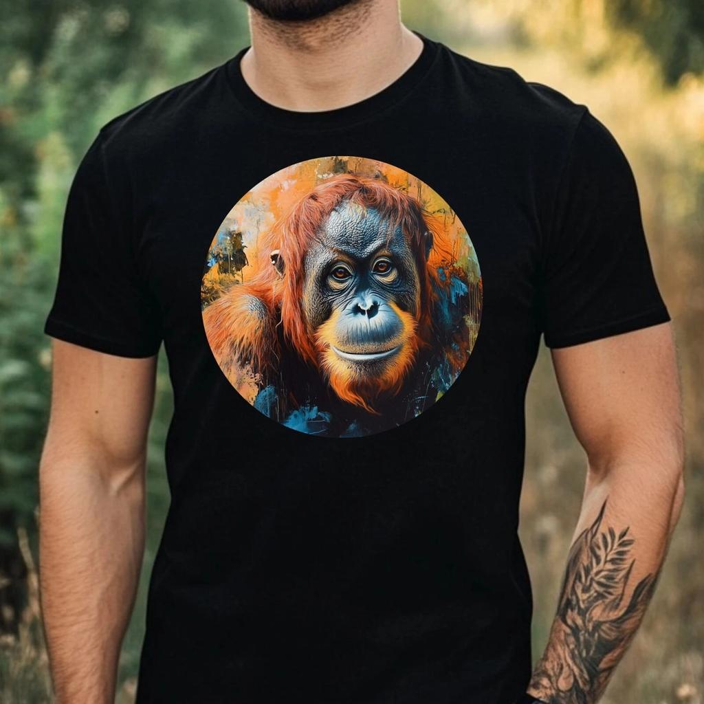 T-Shirt Herren Orang Utan Portrait Motiv Baumwolle Größe XS bis 5XL