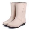 Fashion 2024Fashion Plush Rain Shoes for Women Warm High Tube Rainboots Winter Solid Color Low-heel Non-slip PVC Rubber Shoes