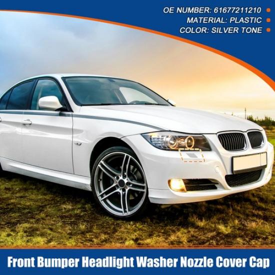 Right Passenger Side Front Bumper Washer Nozzle Cover for BMW E90 Silver Tone