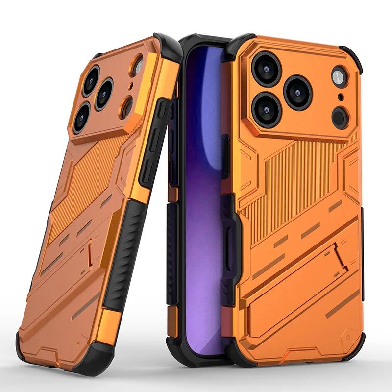 Для чехла iPhone 17 Pro Чехол для iPhone 17 16 15 Pro Funda Coque Armor Противоударный Держатель-подставка Жесткий ПК Задний Бампер iPhone 17 Pro Max
