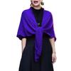 Women Knitting Shawl Solid Color Fringe Design Lightweight Versatile Hollow Shawl Open Knitted Pattern Shawl