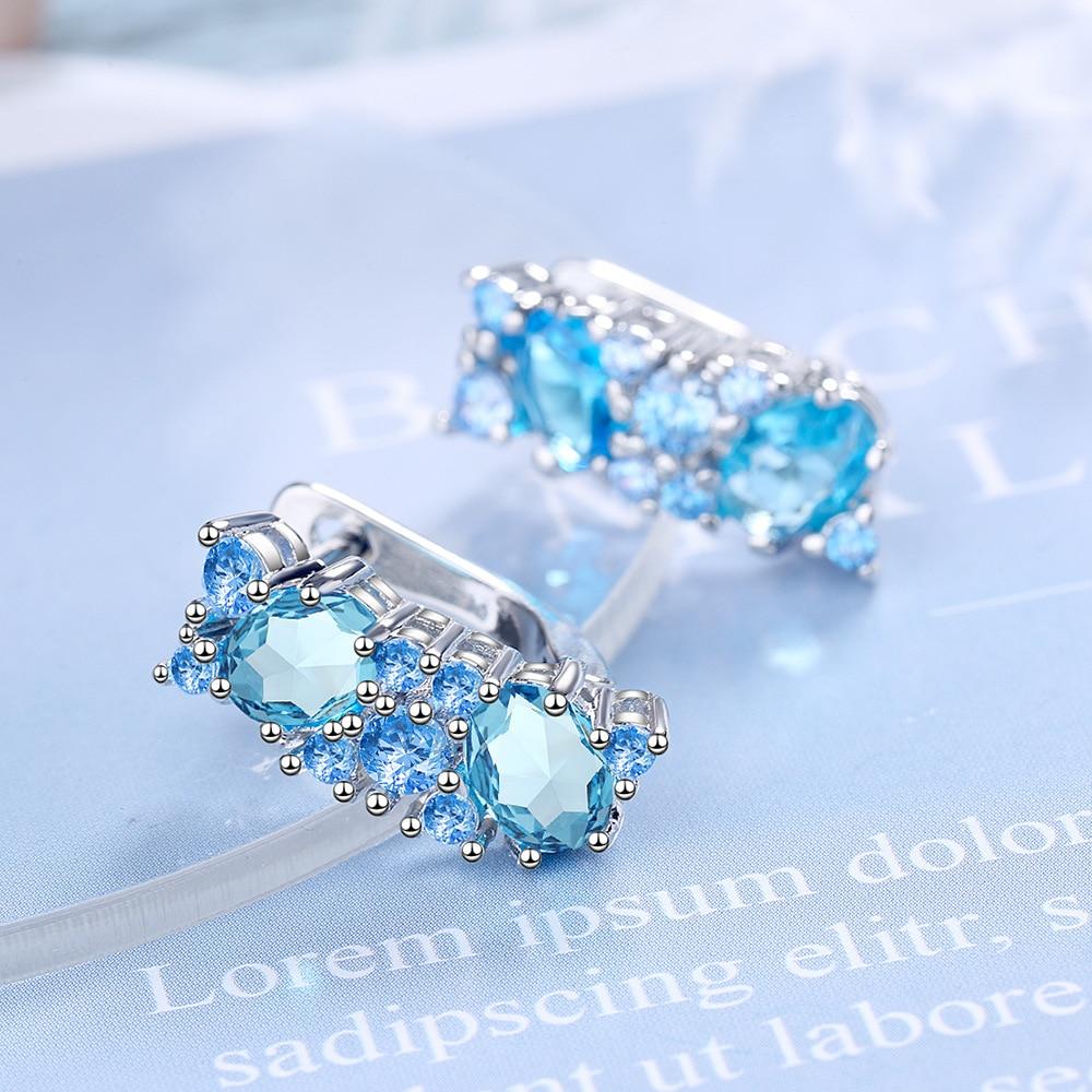 BELLA BOX Classic Earrings For Charm Lady With Blue Color Zircon Women Party Valentines Gifts