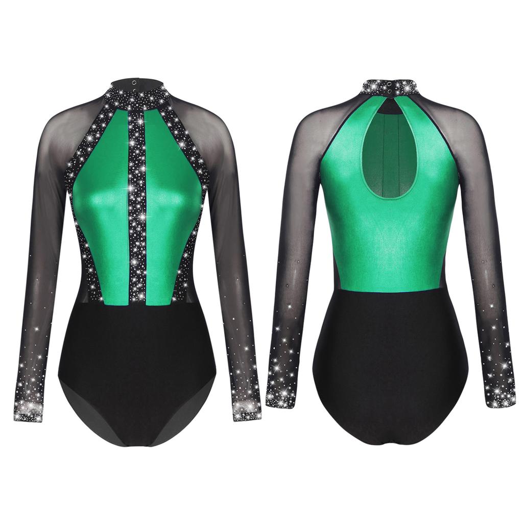 Женский гимнастический купальник в стиле пэчворк с цветными блоками, боди, топы, вечерние танцевальные костюмы, танцевальная одежда