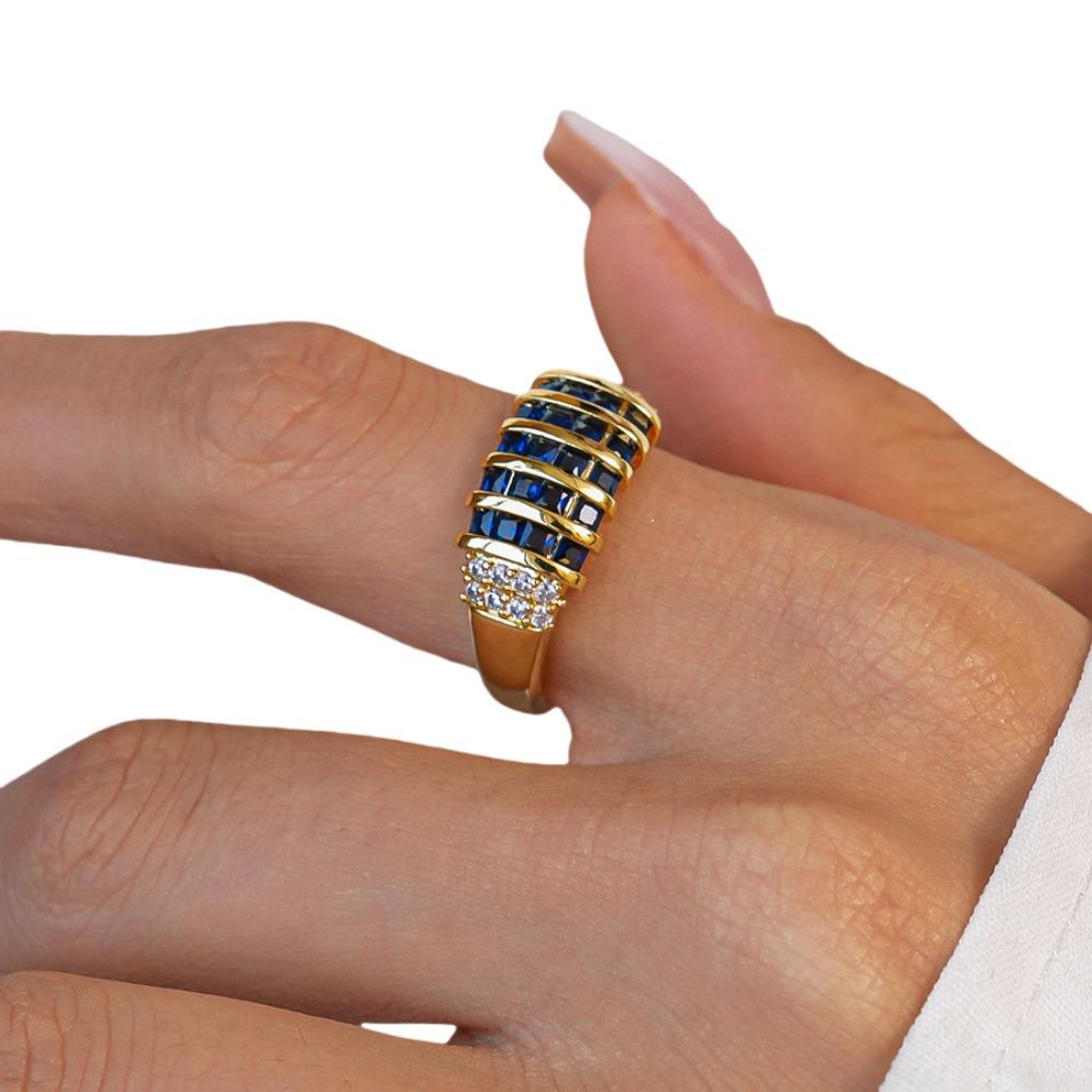 Jewelry Accessories Zircon Opening Ring Geometric Chunky Enamel Ring Rhinestone Ring Women Gift