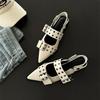 French Small Fragrant Style Pointed Mary Jane Shoes Retro Medium Thick Heel Single Shoes Women's Spring and Summer 2025 Skirt Small Leather Shoes