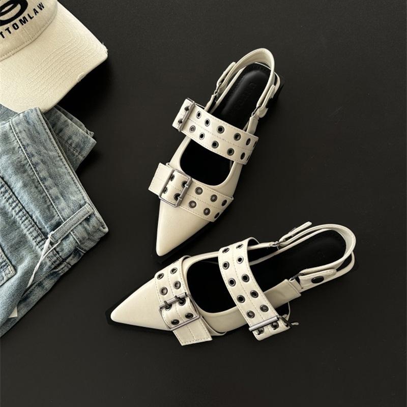 French Small Fragrant Style Pointed Mary Jane Shoes Retro Medium Thick Heel Single Shoes Women's Spring and Summer 2025 Skirt Small Leather Shoes