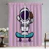 Modern Living Room Curtains 2 Pieces Astronaut Cartoon Home Interior Curtains for Camera Shades Partition Tulle for Bedroom