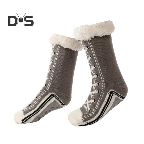 1 пара зимних носков с рисунком обуви, с плюшевой подкладкой, сохраняющих тепло, рождественские носки с высоким голенищем, гетры для ног, осенне-зимние носки-тапочки, праздничный подарок