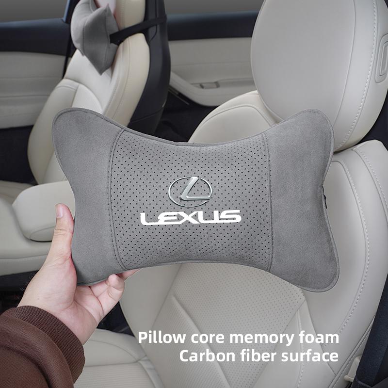 hbsh4 Car Suede Headrest Neck Support Auto Seat Accessories For Lexus LS LC RZ IS350 ES300 GS350 CT200h GX460 LX570 RX500h NX300 UX260