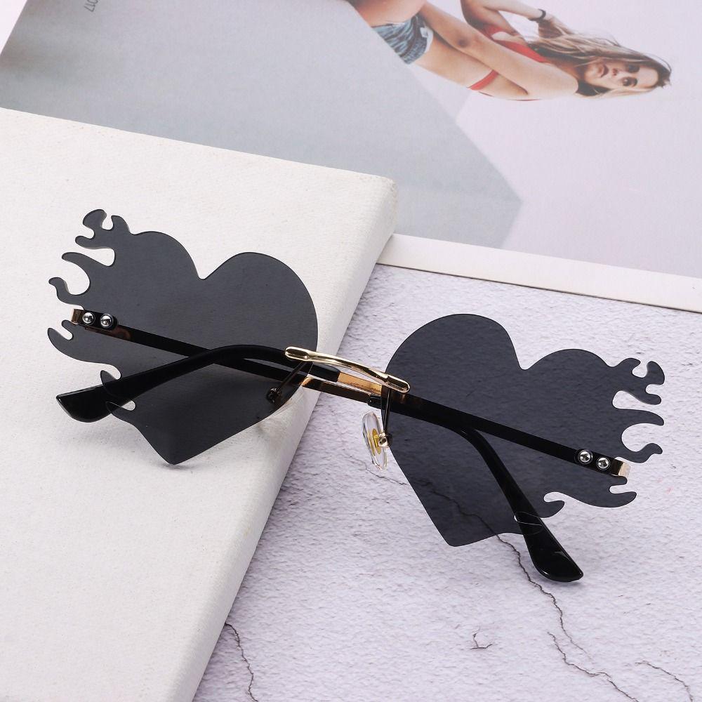 Rimless Flame Love Sun Glasses Costume Accessories Halloween Glasses  for Women & Men