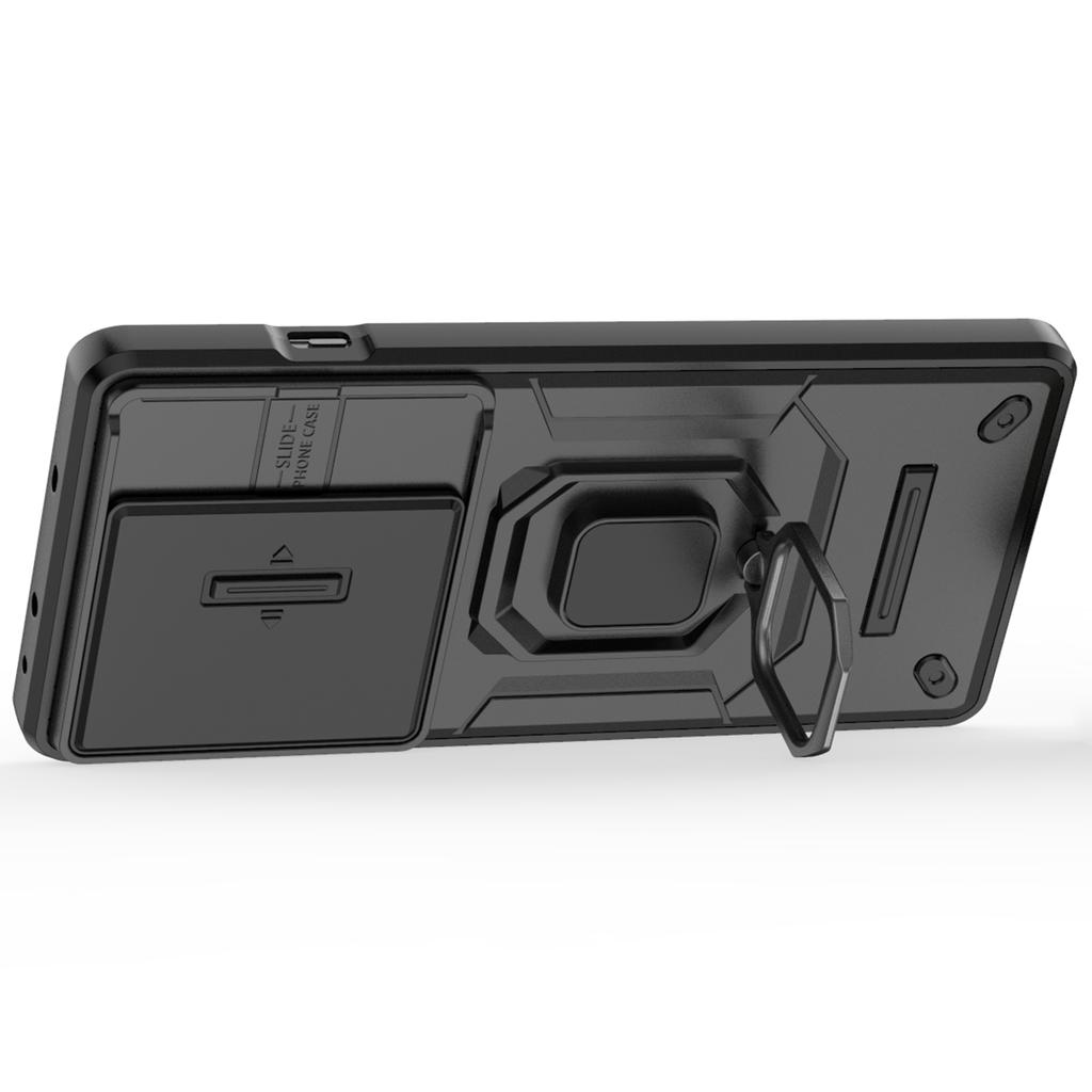 For OnePlus Ace 3 Pro 5G Case PC+TPU Ring Kickstand Phone Protector with Lens Cover