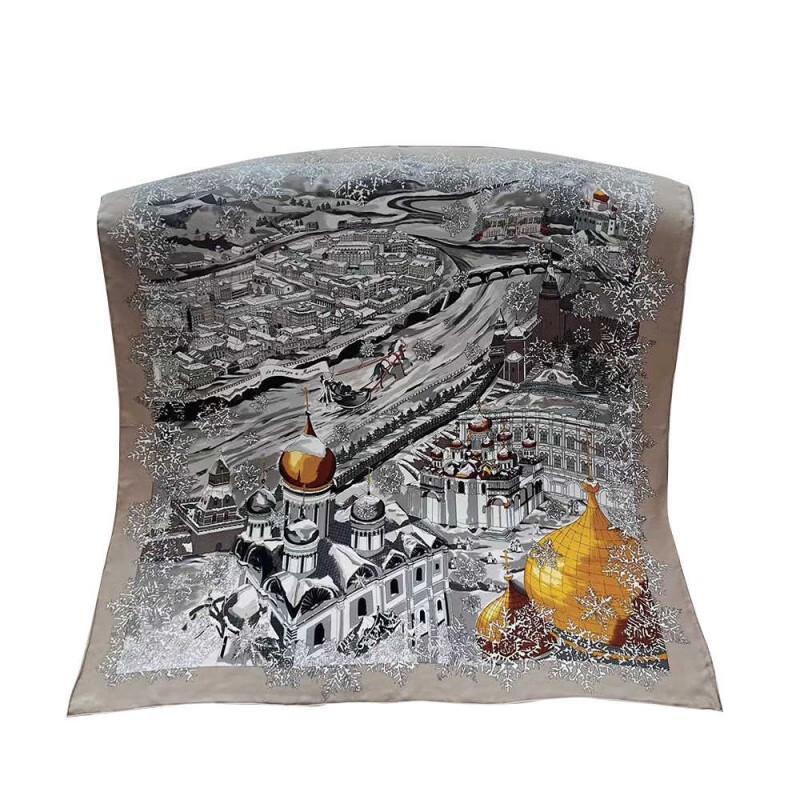 NINA SOLOR Moscow Route Twill Silk Scarf