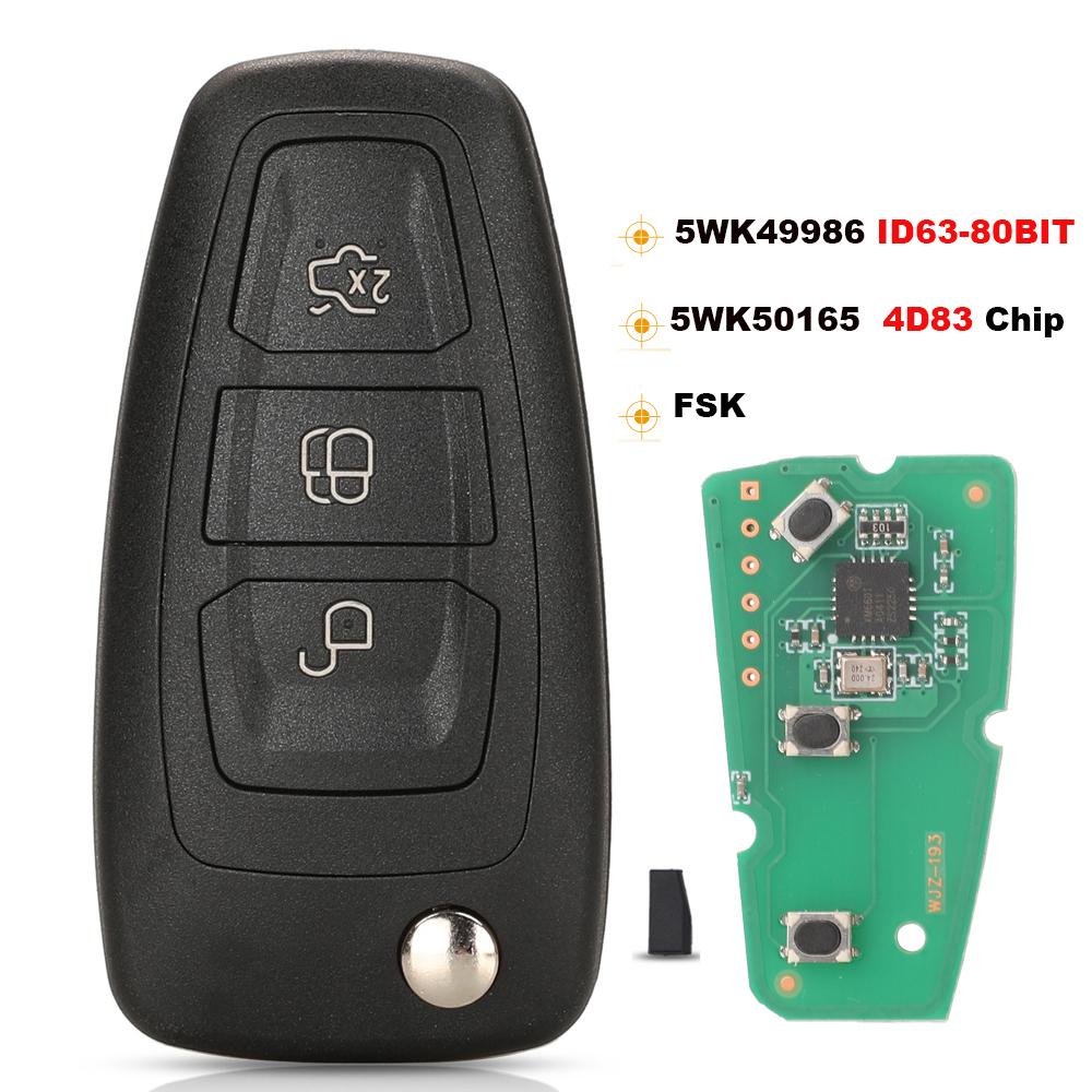 Jingyuqin выкидной дистанционный ключ 433 МГц FSK 4D83/4D63 чип для Ford Focus 2015-2021 для Mazda 3 2008-2012 BT50 2011-2015 5WK50165