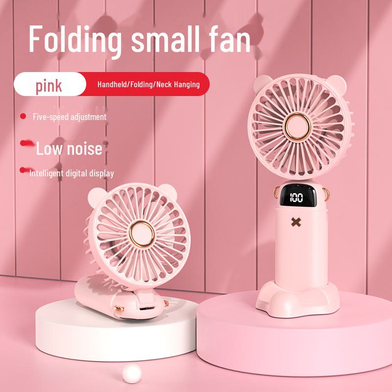 Мини-5-скоростной портативный перезаряжаемый электрический вентилятор 2024 года — студенческий мультяшный дизайн