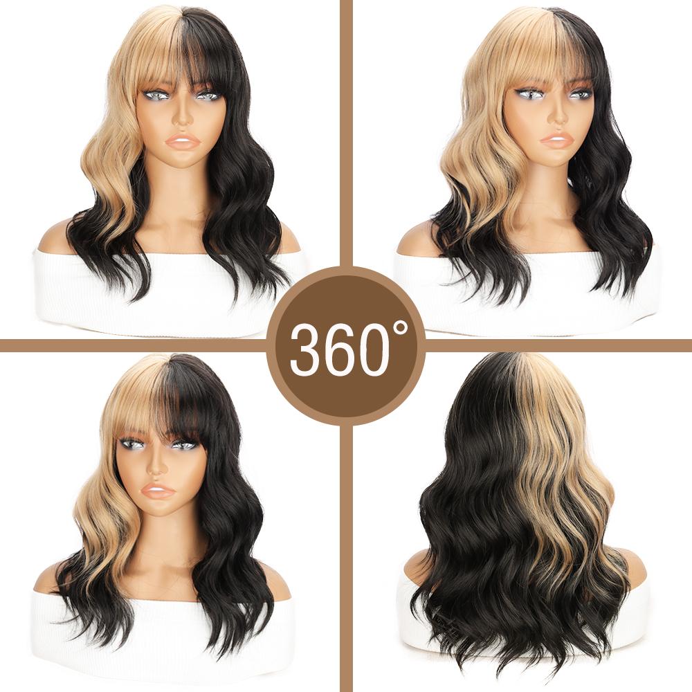 MERISIHAIR Синтетический парик с челкой, короткие волнистые парики для цветных париков, парики из волокна для женщин, повседневное использование на вечеринках