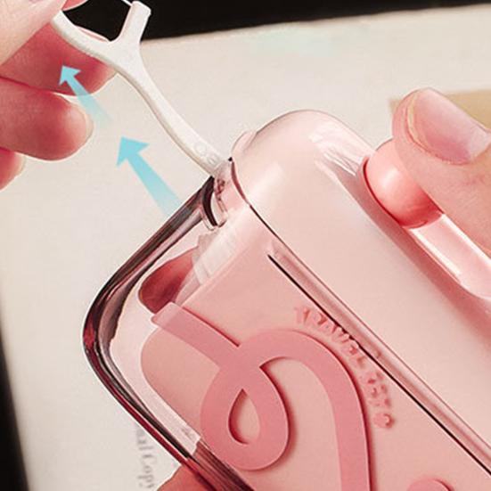 Portable Floss Pick Dispenser Automatic Pop-Up Dental Flosser Case Reusable Refillable Travel Floss Stick Holder Container Box
