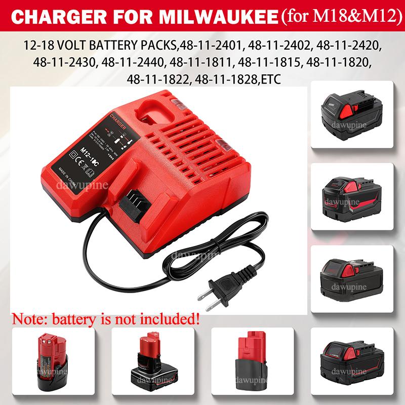 Зарядное устройство для литий-ионных аккумуляторов 3A для Milwaukee для M12 M18 48-11-1815 48-11-1828 48-11-2401 48-11-2402 Вилка ЕС 110-240В Высокое качество