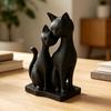 3D-печатная фигурка кошки, скульптура из переплетающихся кошек, современная статуэтка черной кошки для дома, гостиной, офисного стола, декора полки