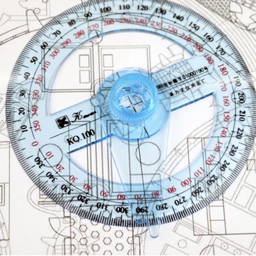 Durable Transparent 360 Degree Office School Protractor Measuring Tool Pointer Ruler