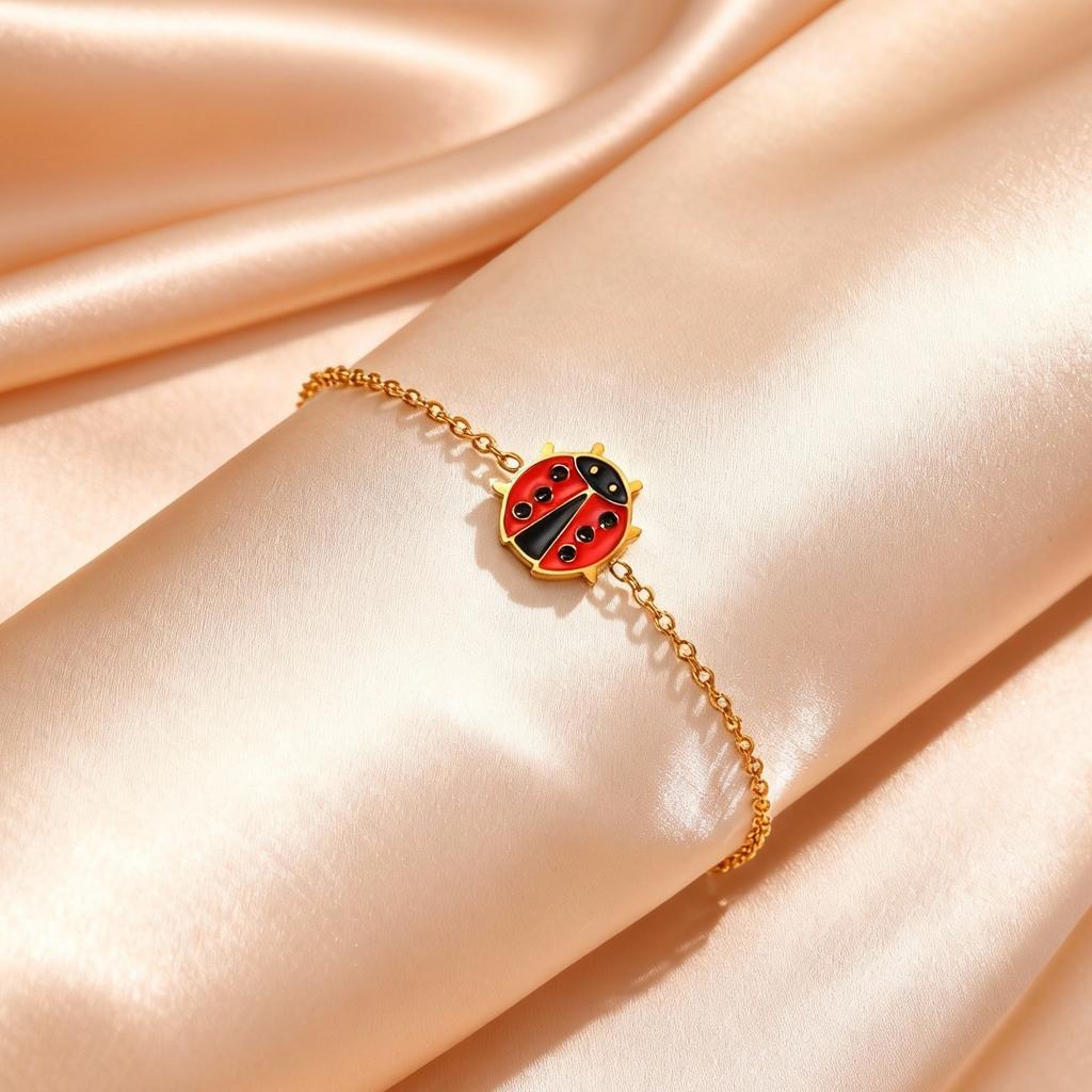 Cute Red Ladybug Charm Bracelets for Women Girls, Stainless Steel Animal Pendant Bracelets, Fashion Jewelry for Party Gift