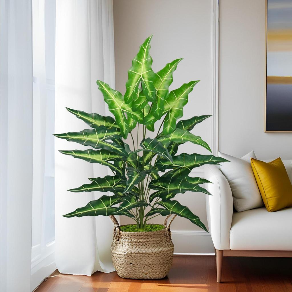 Bionic Alocasia Leaf Artificial Potted Plant for Indoor Decoration