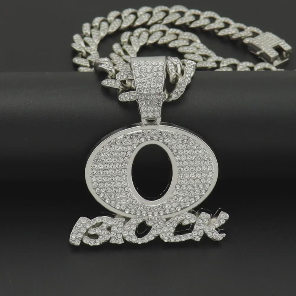OBLOCK Letter Pendant Necklace: Trendy European & American Hip-Hop Style with Alloy and Diamond Accents