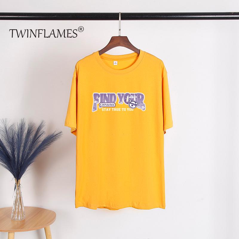 Letter Printed T Shirt Women Summer Chic Tees Cotton Elegant Clothes Loose Casual Pullover Tops