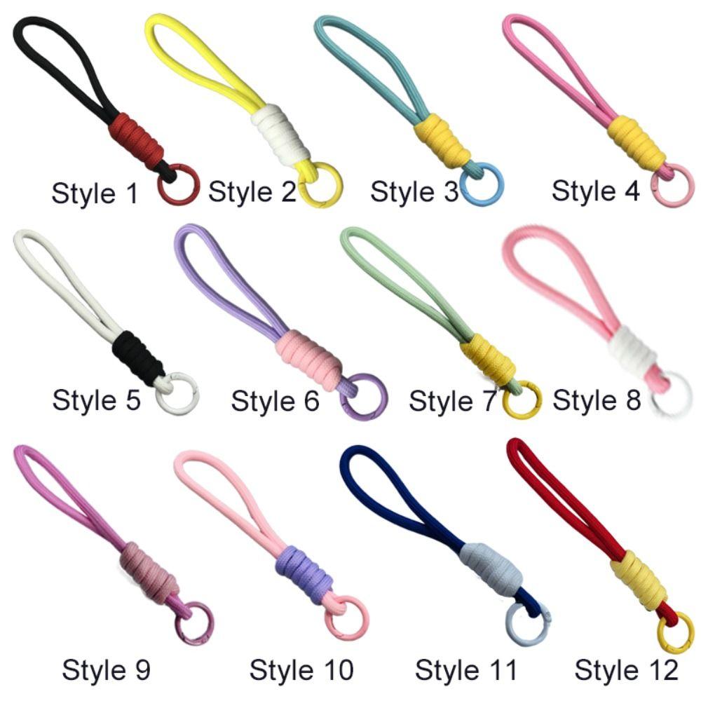 10PCS Colorful Braided Lanyard Keychain Key Ring Bag Charm Phone Lanyard Knot Rope Keyring  DIY