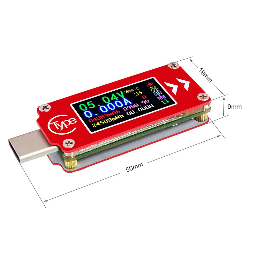 TC64 Тип C Цветной ЖК-дисплей USB Вольтметр Амперметр Измеритель напряжения и тока Мультиметр Аккумулятор PD Зарядка Пауэрбанк USB
