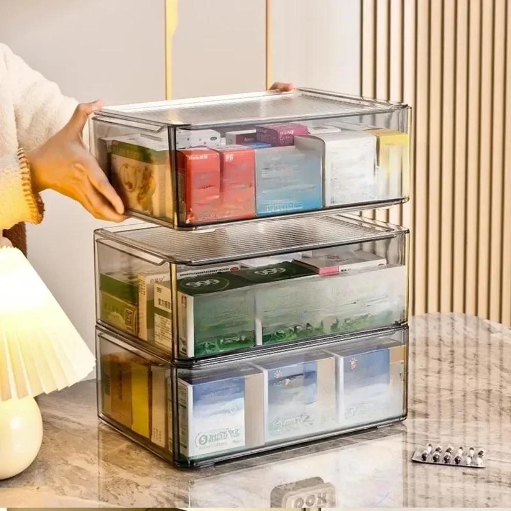 Большая вместительная прозрачная аптечка, складная прозрачная аптечка, шкаф для хранения, акриловые предметы первой необходимости, пылезащитная аптечка