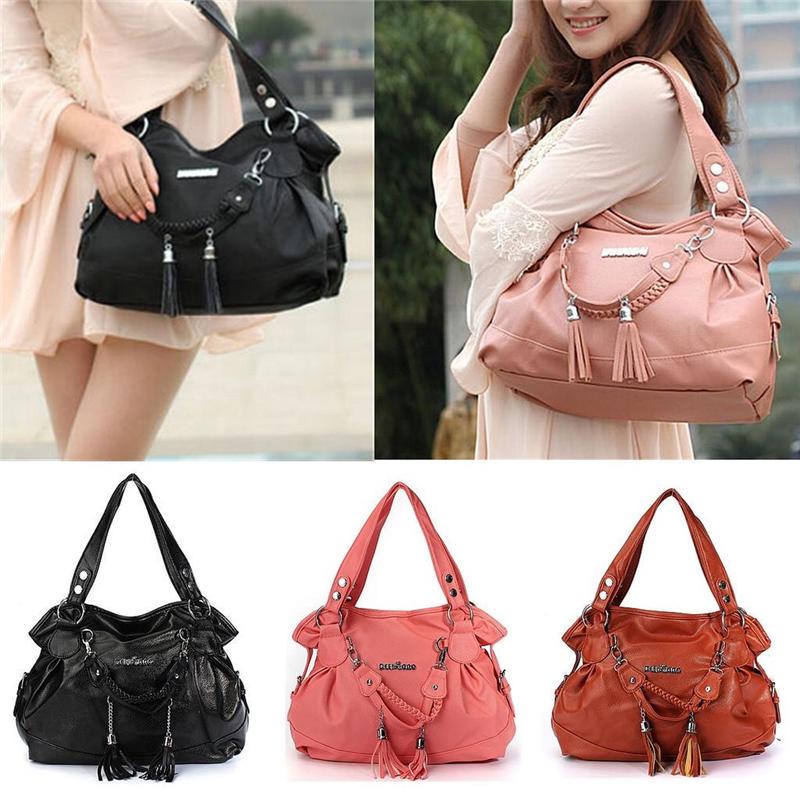 Yogodlns Women PU Leather Tassel Handbags Shoulder Bag Big Tote Purse New Fashion Messenger Bags