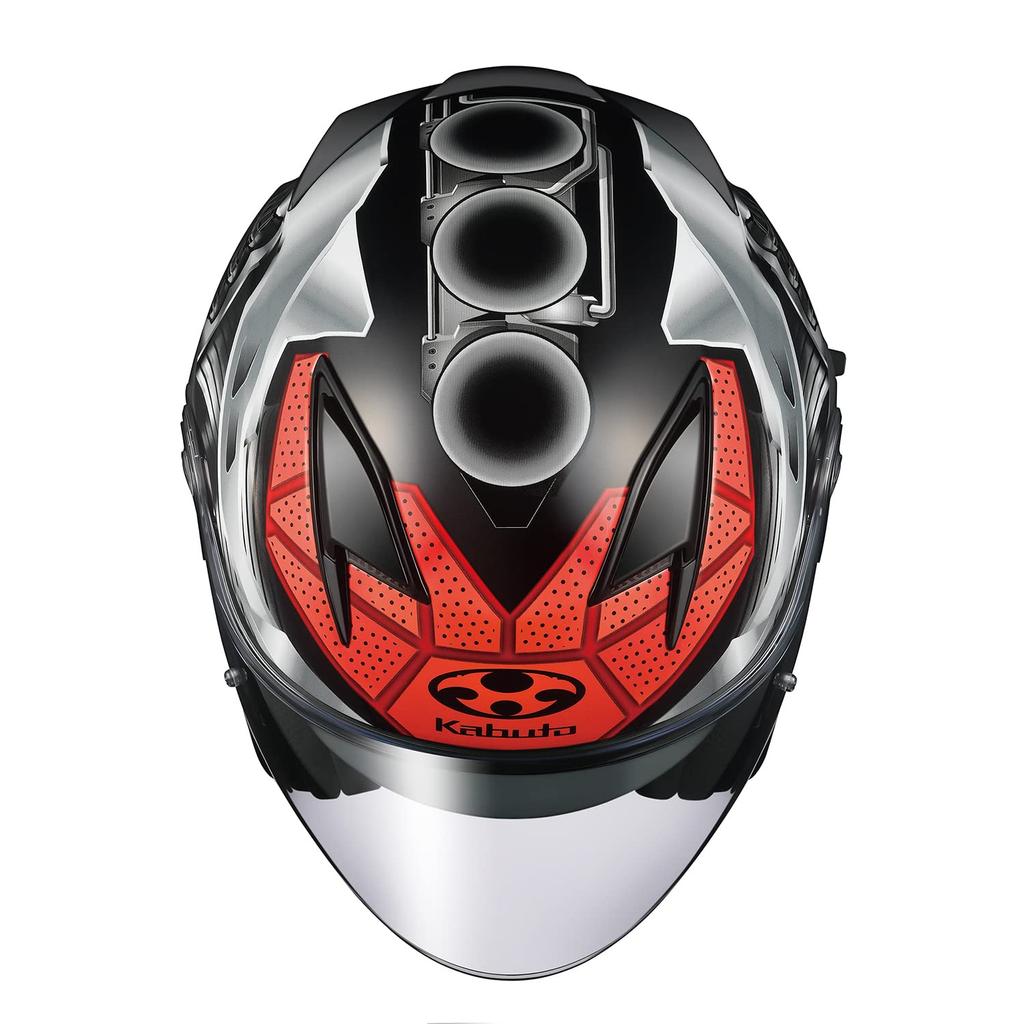 Мотоциклетный шлем OGK KABUTO Jet EXCEED SPARK черный красный (Размер M)