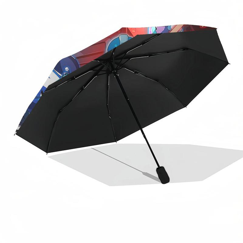 1pc Mega Man Automatic Folding Umbrella, 8 Bone Iron Frame, Portable Design for Outdoor Use, Ideal Gift for Fans and Travelers.Y104