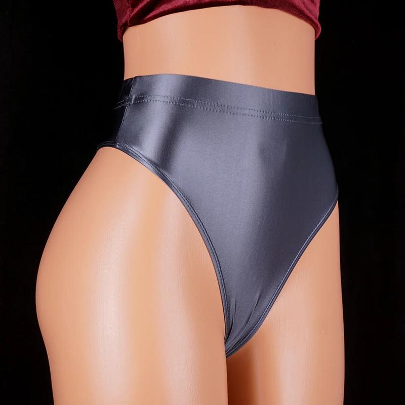 Japan Style Women Sexy Thongs Shiny Smooth High Waist G-string Sexy T-Back Lingerie Thong UnderWear Satin Glossy Femme Tight