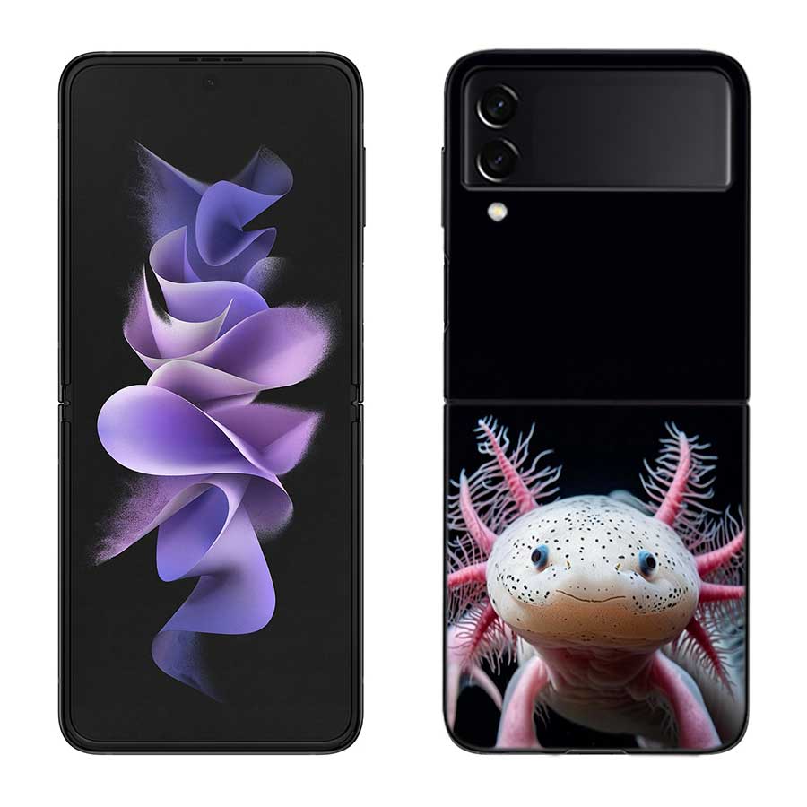 Чехол с улыбающейся саламандрой для Samsung Z Flip 7 6 5G Galaxy Z Flip 5 4 3 Черный Жесткий Чехол для Телефона Роскошная PC Оболочка Coque