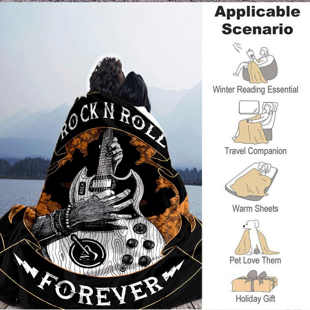 1pc Rock N Roll Guitar Blanket Soft All Season Throw with Vibrant Design, Perfect for Home, Travel, and Gifts, Ideal for Naps and Camping