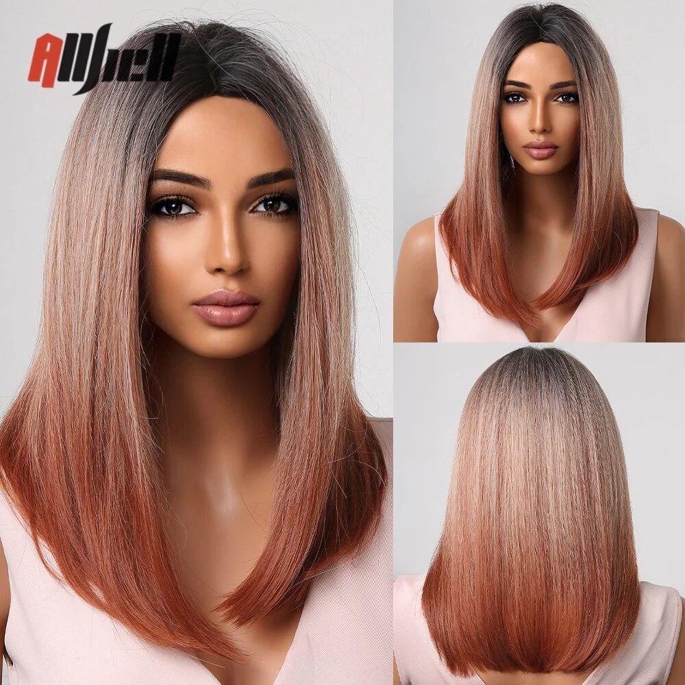 Длинный медный рыжий парик до плеч, оранжевый синтетический парик с волнистыми волнами для женщин, термостойкий повседневный парик для косплея на Хэллоуин с челкой