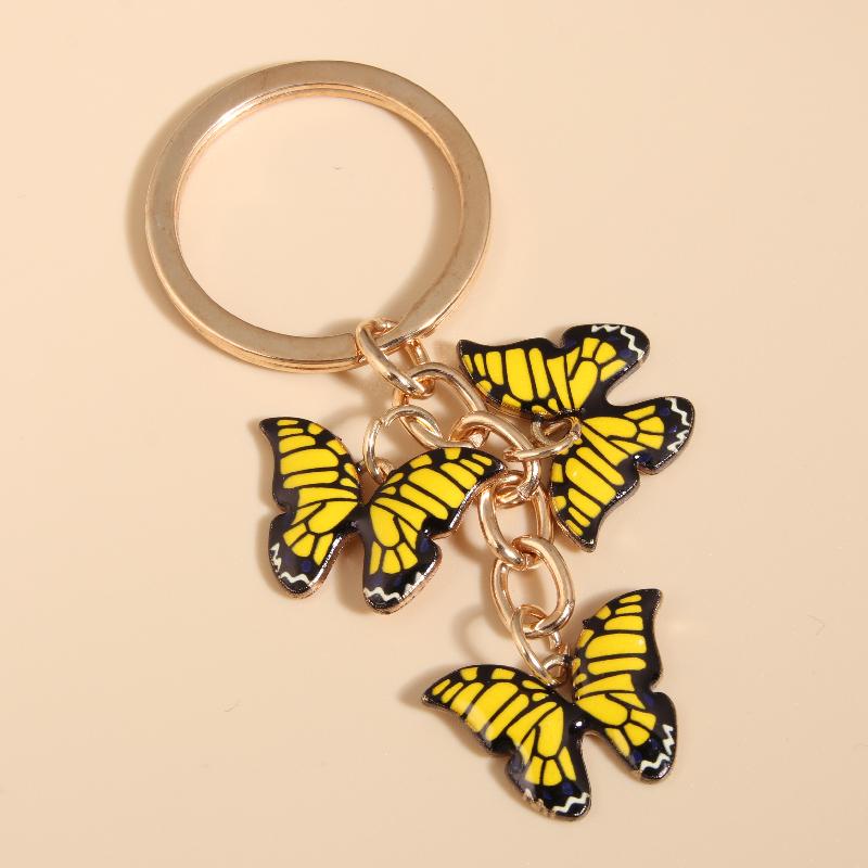 Cute Colorful Butterfly Enamel Flying Animals Key Chains For Women Girls Accessorie Handmade Jewelry Bag Charm