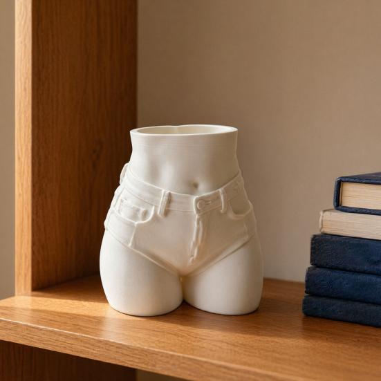 Butt Pen Holder, 3D Printed Female Form Pencil Cup, Body Art Booty Shaped White Desk Organizer for Home Office Supplies