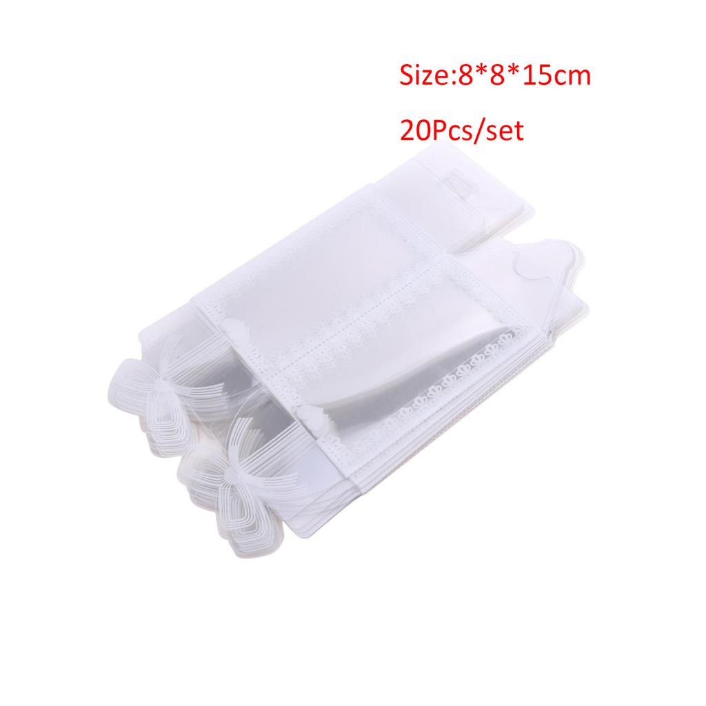 20 шт. складная прозрачная упаковочная коробка из ПВХ для свадебной вечеринки, контейнер для сладких конфет, прямоугольные коробки