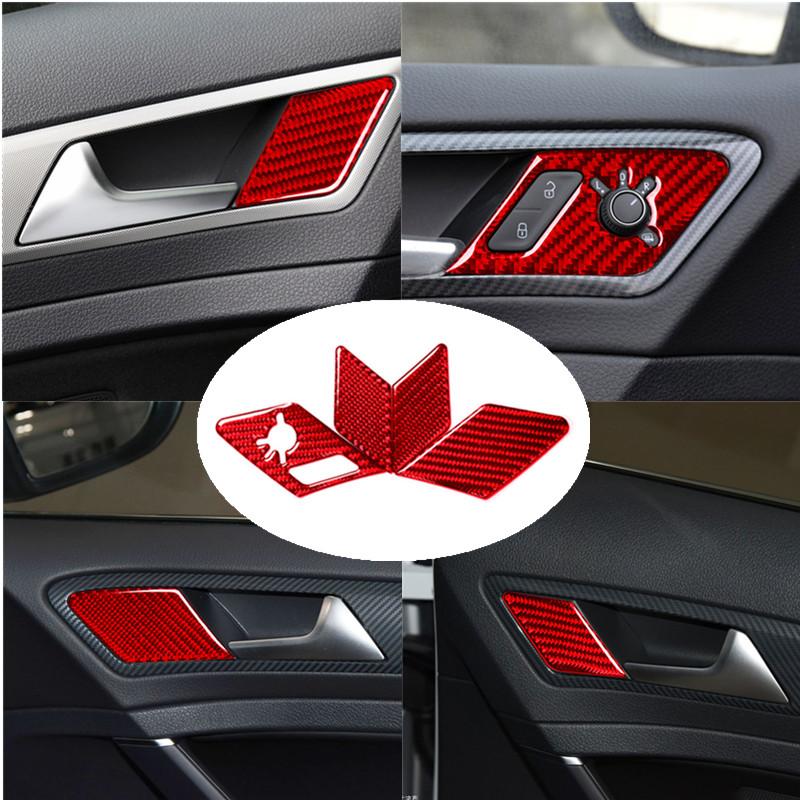 Защитное украшение салона автомобиля, красная наклейка из углеродного волокна для Volkswagen VW Golf 7 GTI MK7 2014-Стайлинг