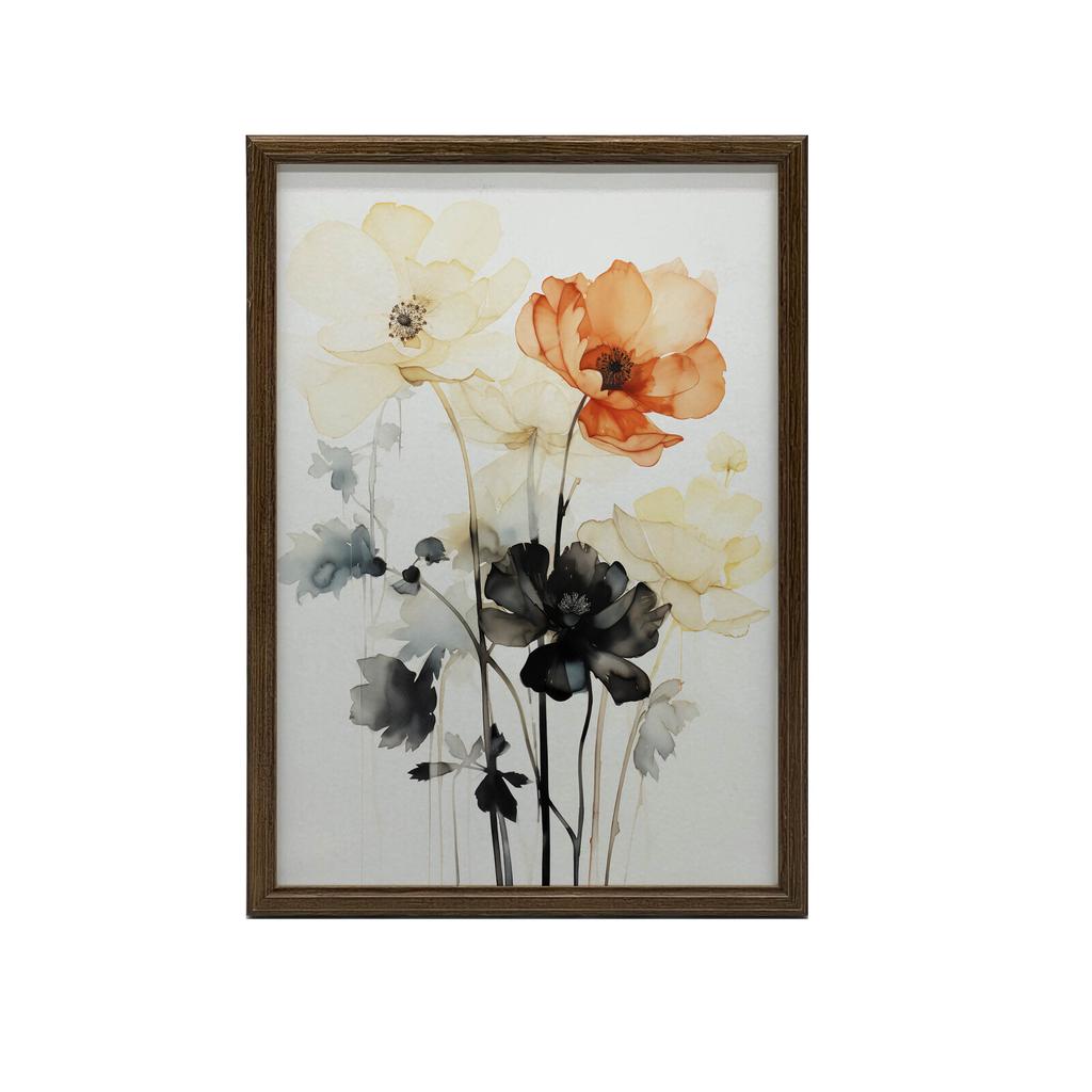 Kwiatowa Symfonia W Akwareli Kwiatowa Symfonia W Akwareli, 30X40 Cm, Rama Aluminiowa Czarna, Papier Matowy 230 Gsm