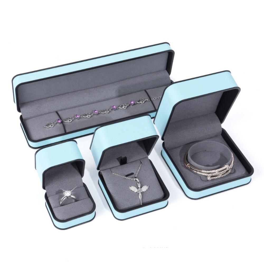 Black Edge PU Jewelry Box Round Corner Jewelry Display Box Modern Ring Gift Box  Wedding