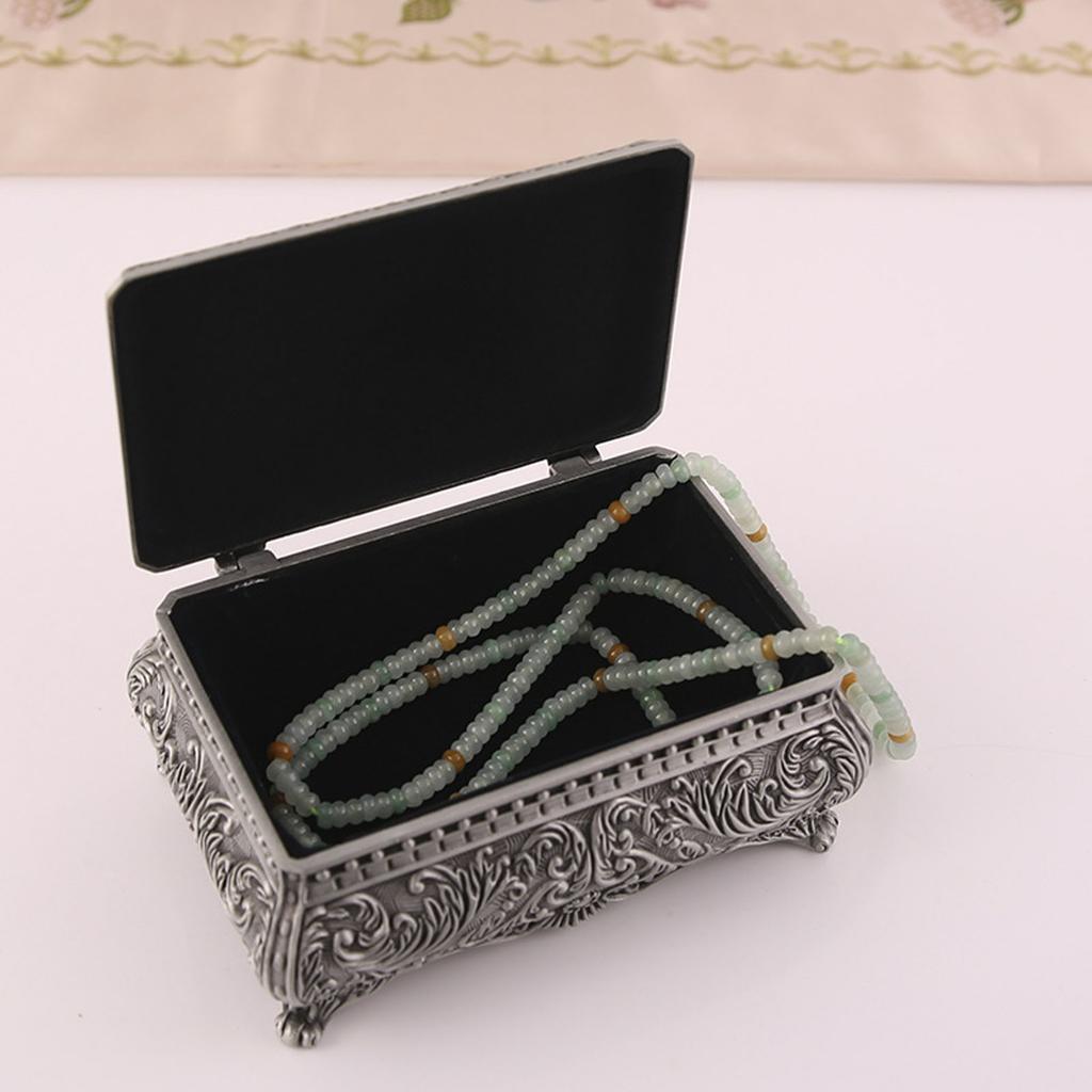 Vintage Jewelry Box Metal Rectangular Trinket Storage Box European Style Jewelry Box for Women Girls Birthday Christmas
