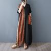 DIMANAF 2025 Летнее Женское Новое Длинное Платье Большого Размера Винтажное Оверсайз Базовое Повседневное Платье С Принтом Свободного Кроя С Карманами