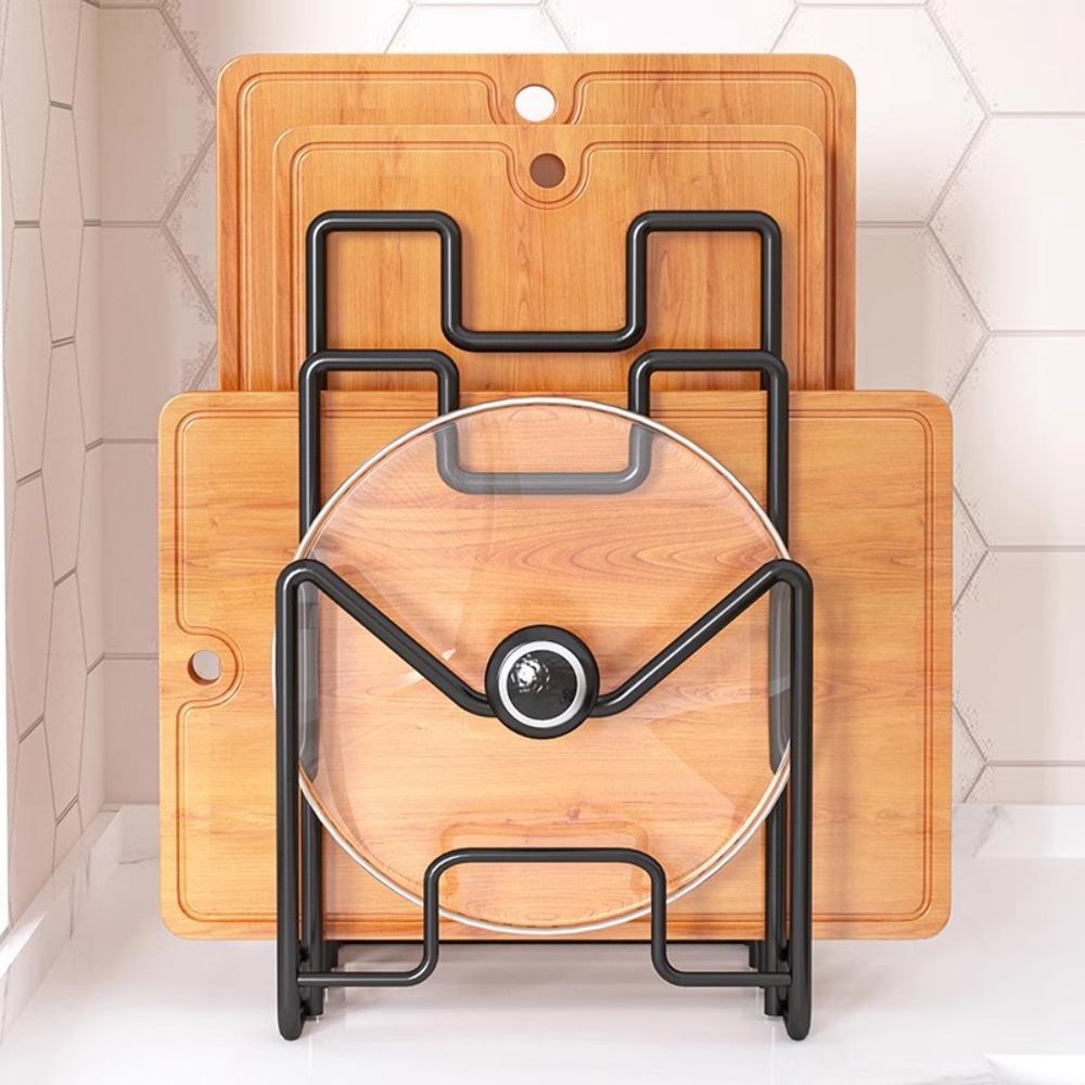 Space Saving Cutting Board Holder Iron Art Chopping Board Organizer Pot Lid Rack Shelf Plates